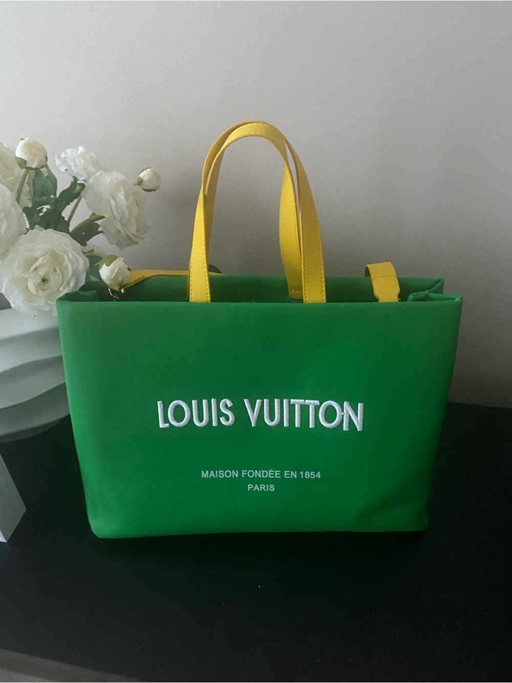 Louis Vuitton Green Tote with Yellow Handles